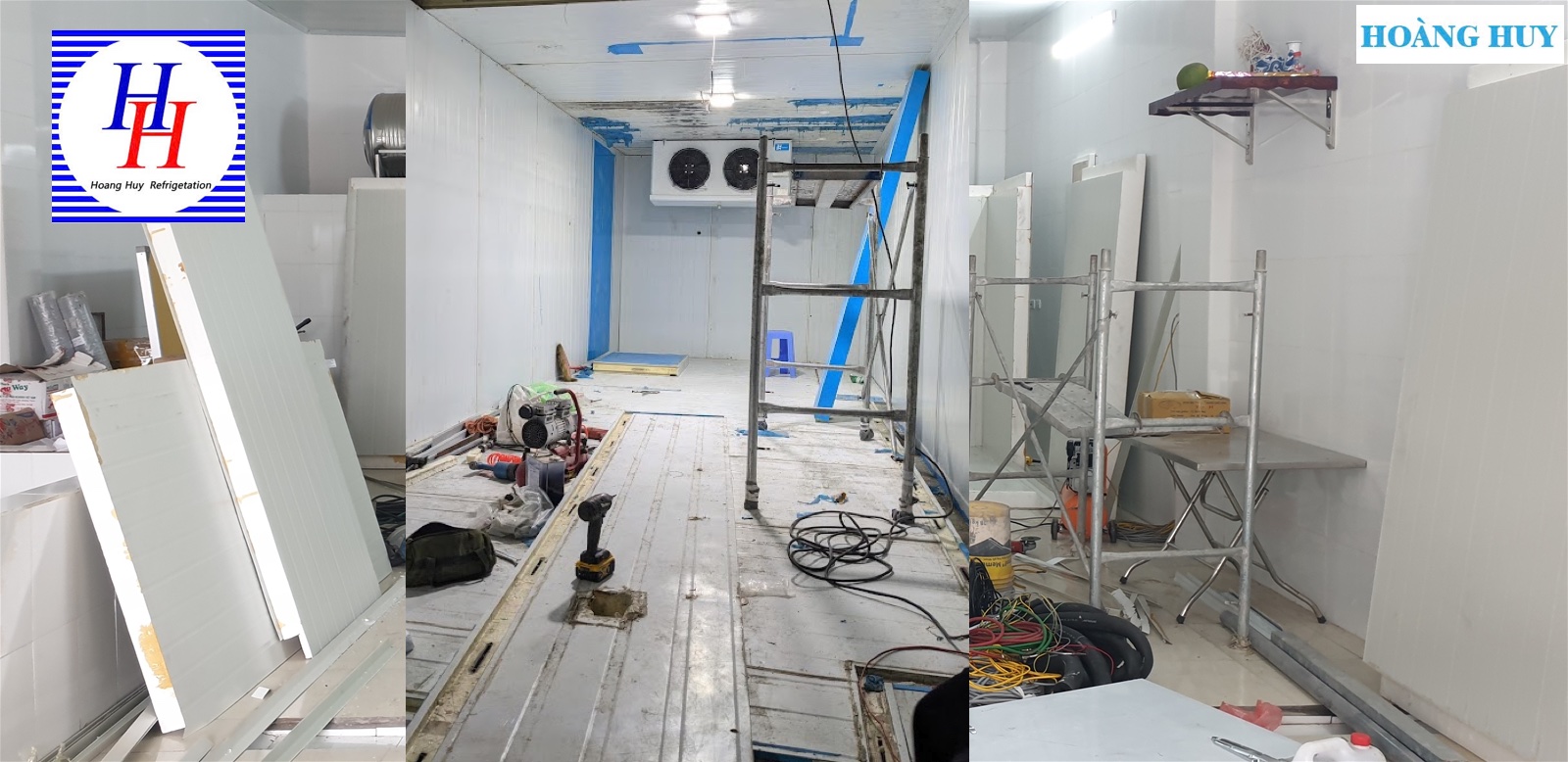 Đội ngũ Hoàng Huy đang tháo dỡ thu mua kho lạnh cũ tại nhà máy